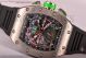 1:1 Clone Richard Mille RM11-01 Mancini Chronograph Skeleton Dial Black Rubber Steel Watch