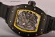 1:1 Clone Richard Mille RM 055 Bubba Watson Tourbillon Skeleton Dial Yellow Inner Bezel Black Rubber PVD Watch