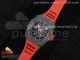 RM035 Carbon SONIC Best Edition Skeleton Dial on Red Rubber Strap Clone RMUL2 V2