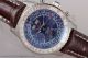 Best Replica Breitling Montbrillant Datora Chrono Blue Dial Brown Leather Steel Watch