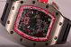 Best Replica Richard Mille RM005 FM Skeleton Dial Red Inner Bezel Black Rubber Steel Watch