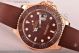 Fake Rolex Fake Yachtmaster 40 Brown Dial Brown Rubber Rose Gold Watch