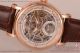 Fake Patek Philippe Complicated Skeleton Dial Brown Leather Rose Gold Watch