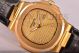 Patek Philippe Replica Nautilus Gold Dial Black Leather Yellow Gold Watch