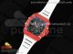 RM035 Red Carbon SONIC Best Edition Skeleton Dial on White Rubber Strap Clone RMUL2 V2