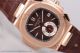 Patek Philippe Nautilus Brown Dial Brown Leather 1:1 Replica Rose Gold Watch (BP)